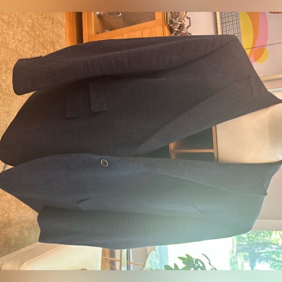 Abboud Slim Fit Heritage Wool/Cotton Navy Blue Hereingbone...